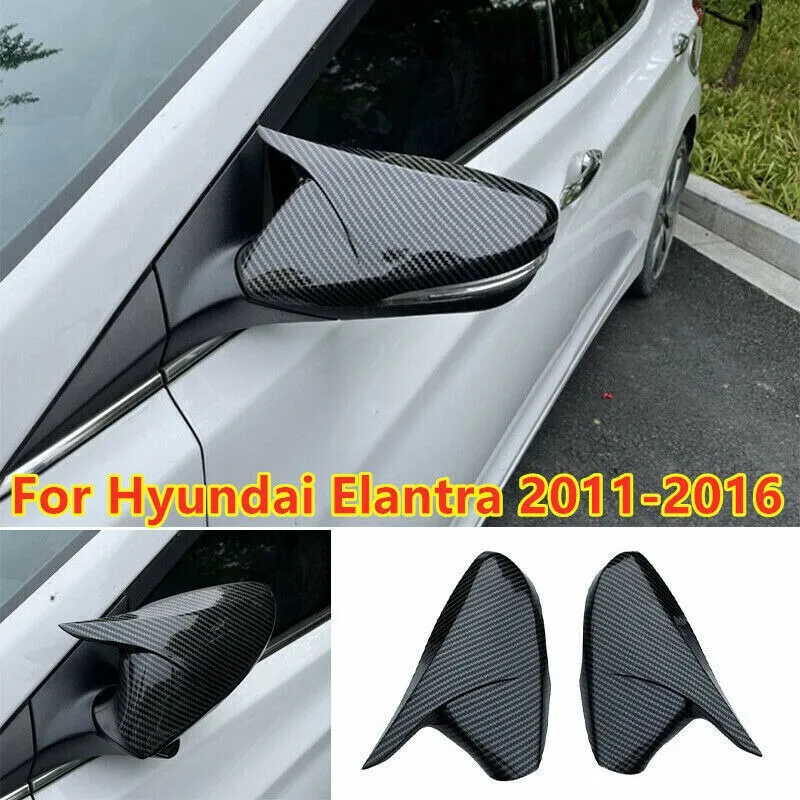 

Для Hyundai Elantra 2011-2016 2X углеродное волокно Ox Horn крышка зеркала заднего вида Cap