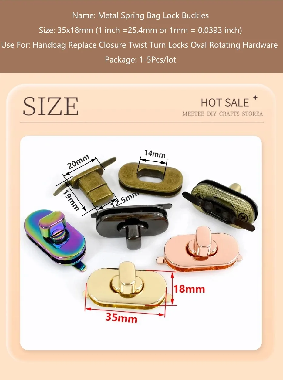 2/3/5Pcs Deepeel 35*18mm Metal Turn Lock Buckle for Purse Handbag Replace Twist Locks Wallet Closures Clasps Bag Accessories