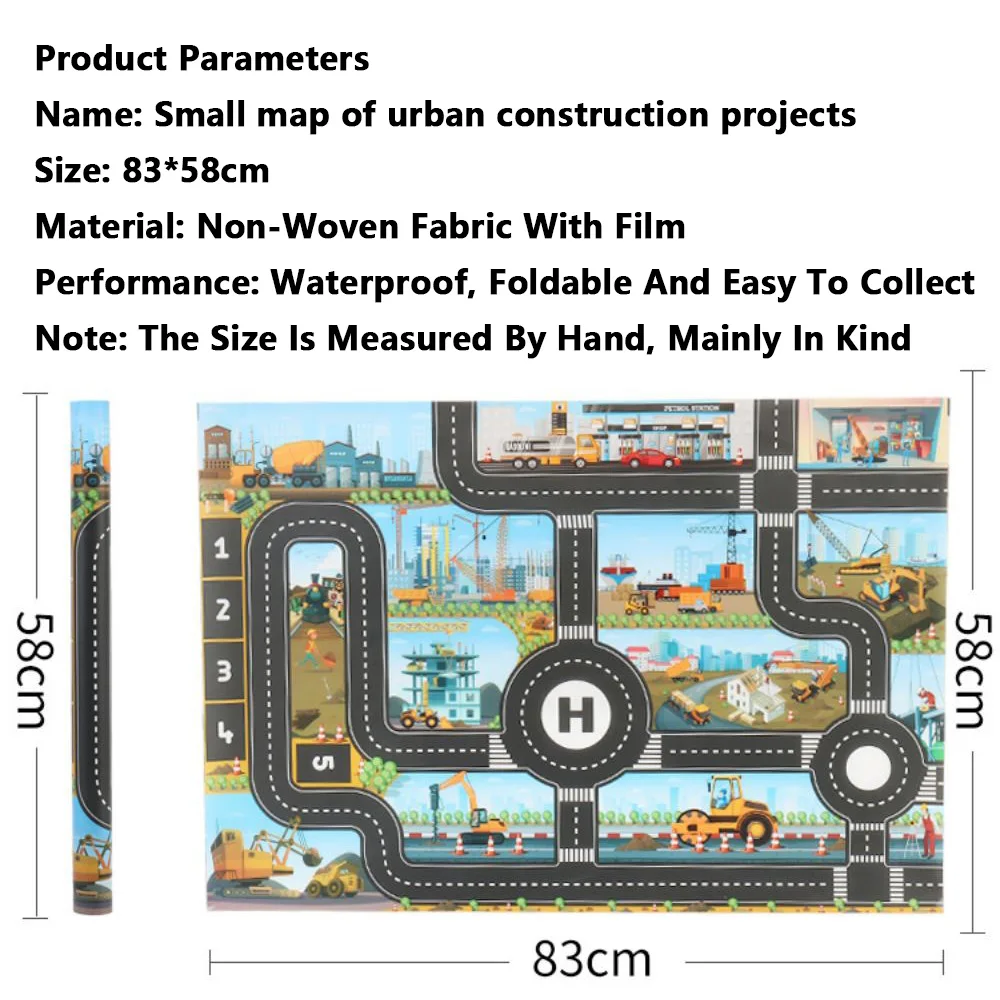 Baby City Traffic Road Map Kids Toy Parking Lot Roadmap Traffic Signs 83*58cm Climbing Playing Mat Play 9Style Game Mat Carpet