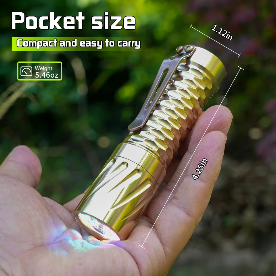 Mecarmy Maeerxu Brass Compact Flashlight DF01 18650 Li-ion Battery 4000