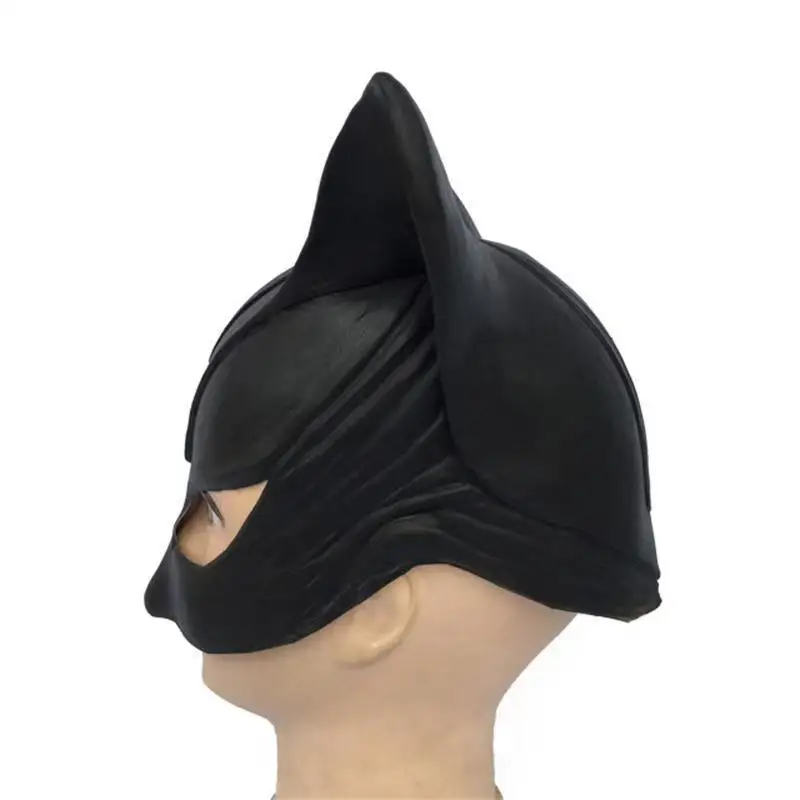 Sexy Cat Woman Selina Kyle Latex Mask Movie Super Hero Cosplay Costume Props Halloween Bar Party Black Sexy  Masks