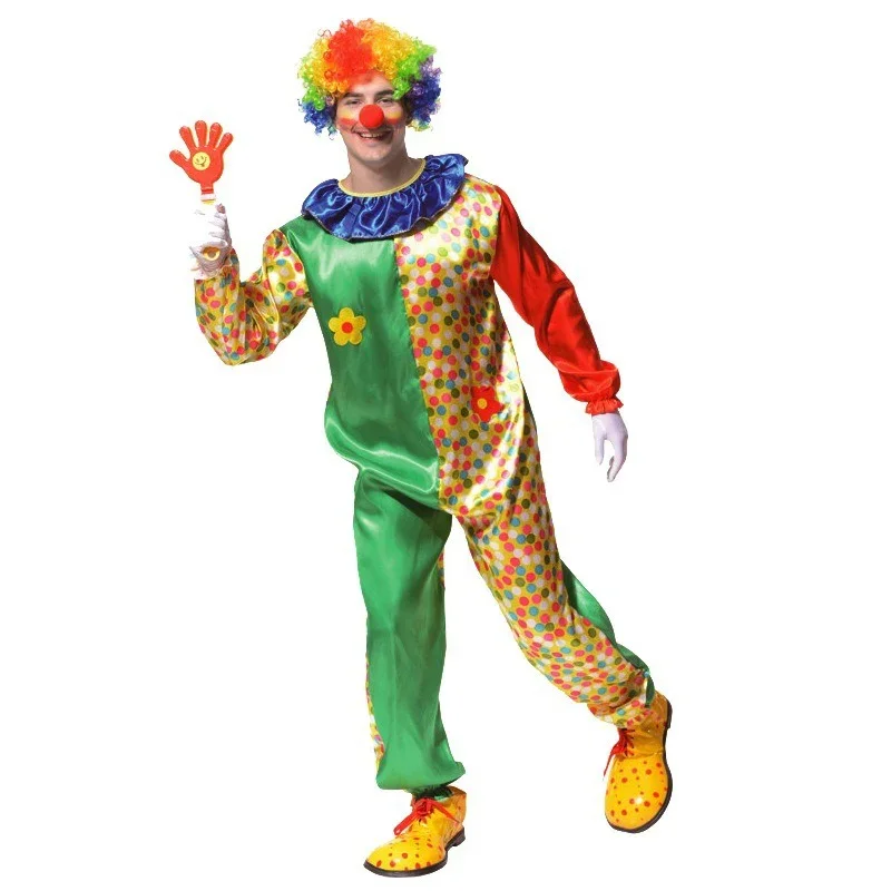 Zirkusoverall für Erwachsene, Happy Clown-Kostüm, Halloween, Geburtstag, Bühnenkostüm, Cosplay, Performance-Kostüm