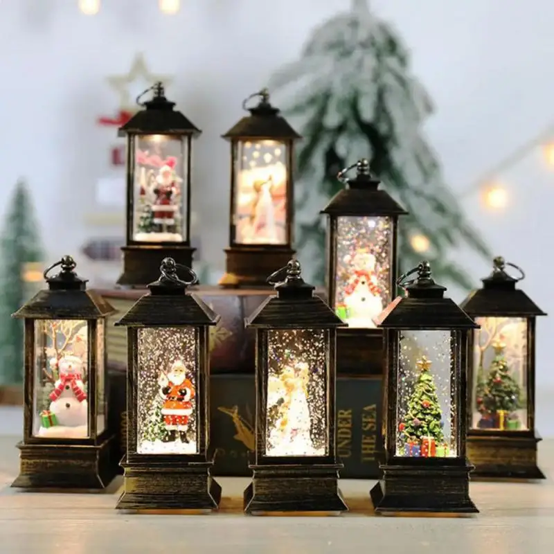 

Christmas Santa Lantern Wind Lights Portable Lanterns Santa Claus Christmas Tree Chandeliers Desktop Christmas Decorations