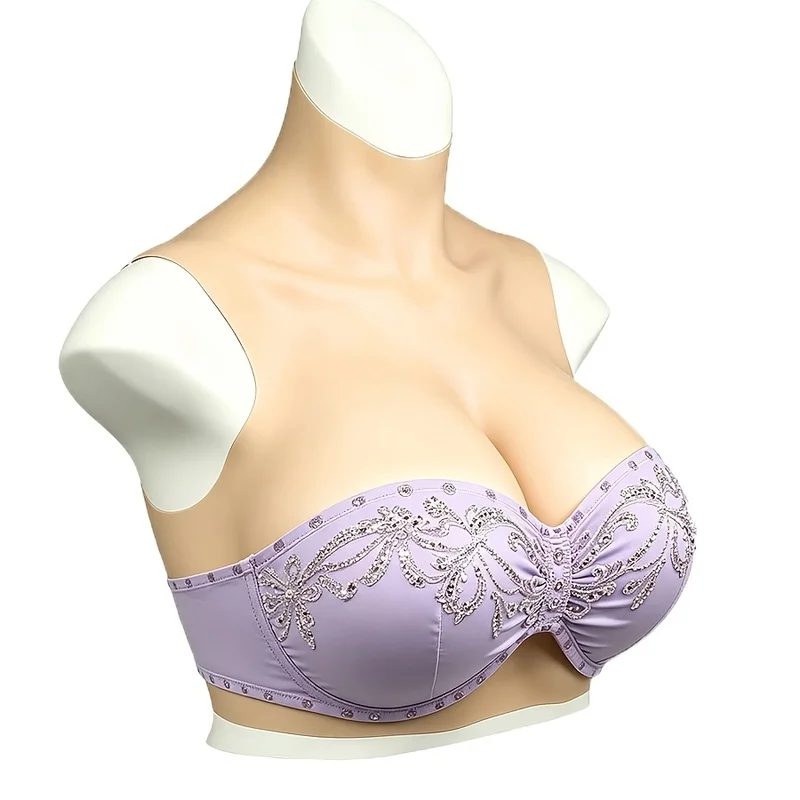 Huge Silicone Breast Forms Plate for Crossdresser Trans Cosplay Transgender with Nipple Areola Fake Boobs Bodysuit Shakeing