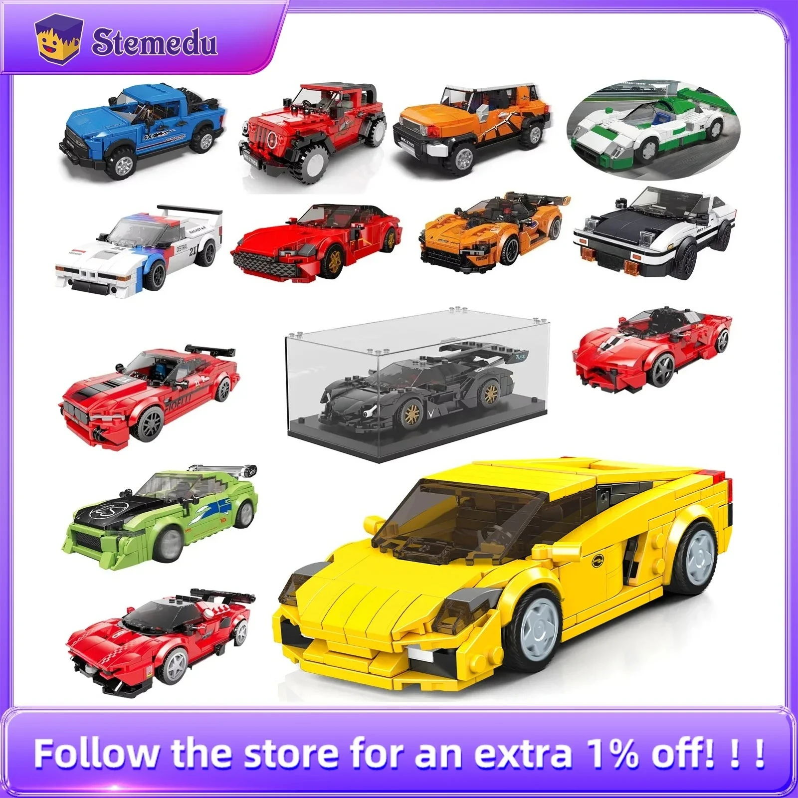 

MOLD KING MOC Roadster Спортивная модель автомобиля 27057-27076 DIY Строительные блоки Кирпичи в сборе с коробкой для дисплея Подарок для детей Игрушки