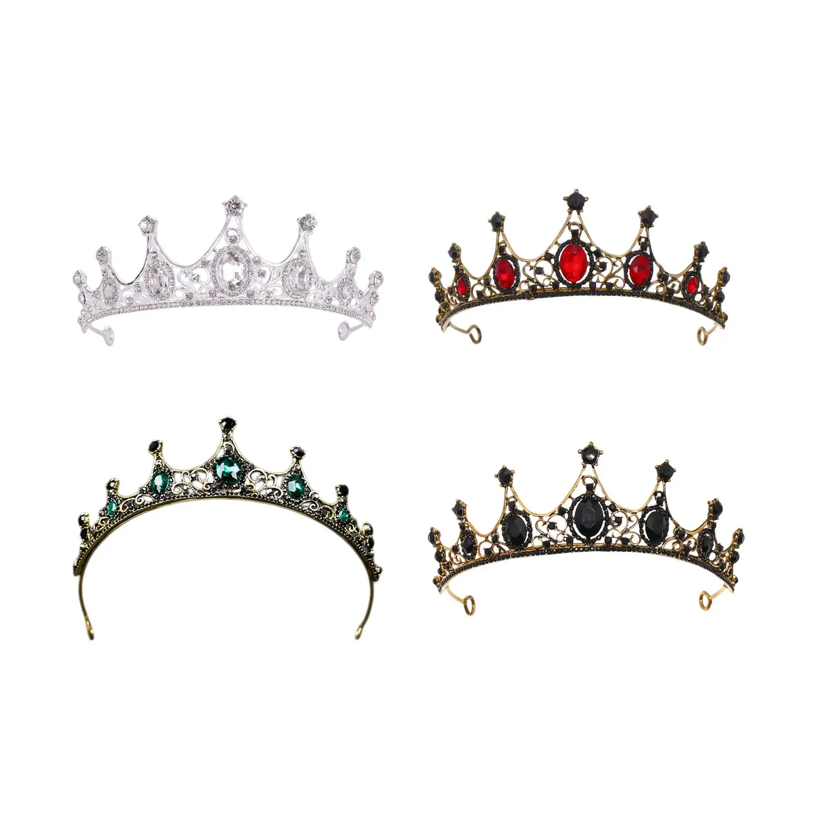 Baroque Style Queen Crowns Headband Bride Bridal Rhinestone Crowns Tiaras