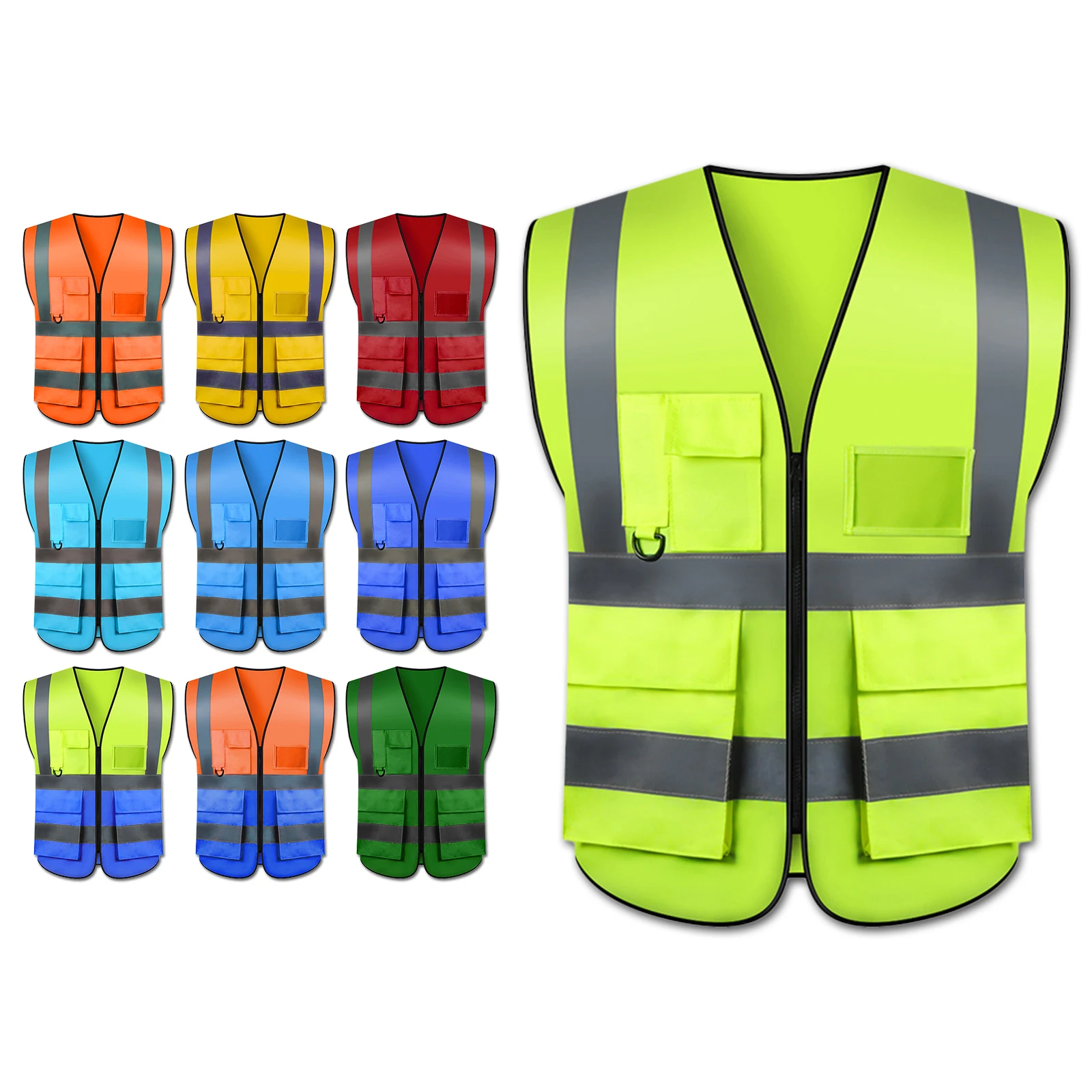 

Safety Vest High Visibility Road Working Reflective Vest Outdoor Motorcycle Cycling Safety Waistcoat Clothing Reflective Jacket