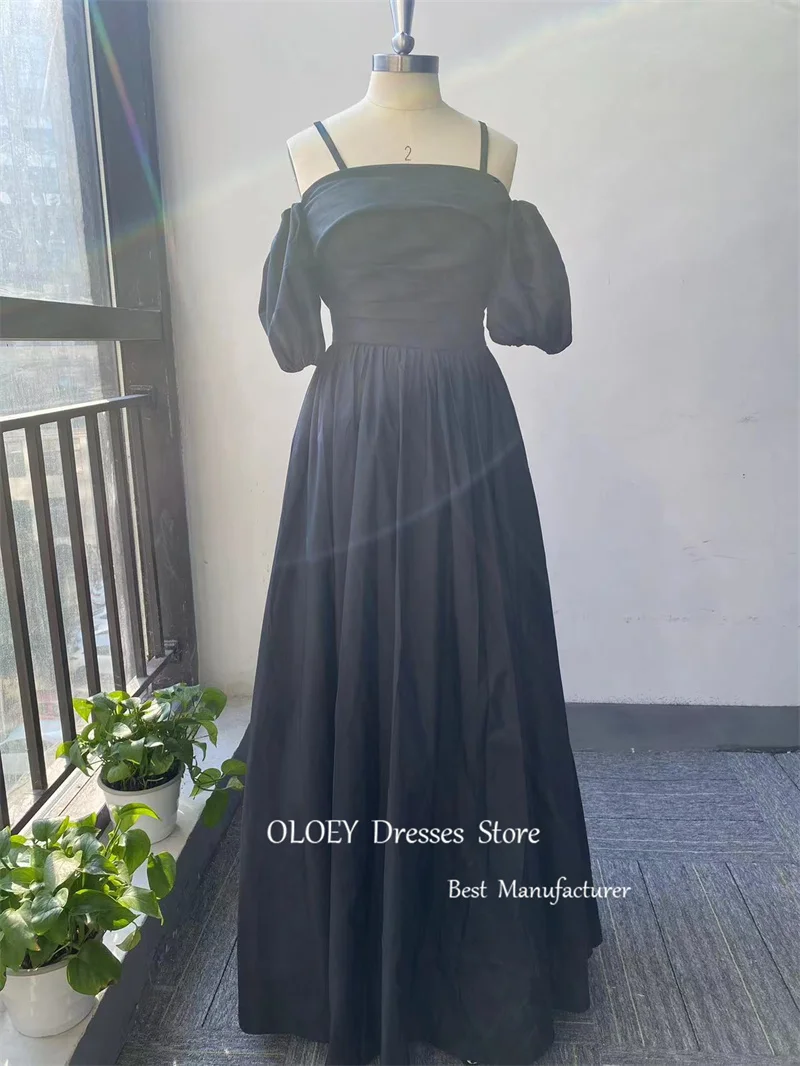 

OLOEY Black A Line Taffeta Long Evening Party Dresses With Bolero Korea Women Formal Gowns Simple Event Prom Gowns 4 Style