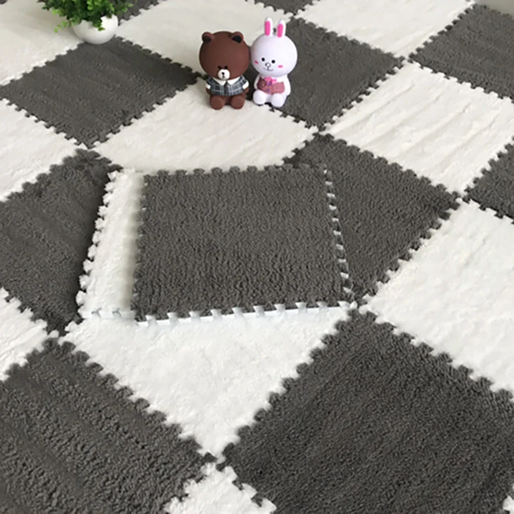 NONE Weiche Plüsch Kinder Matte Babe Spielzeug Eva Schaum Puzzle Teppich Warme Kinder Spielen Matten Ineinandergreifende Teppiche Infant Teppich 30*30*1 cm 10