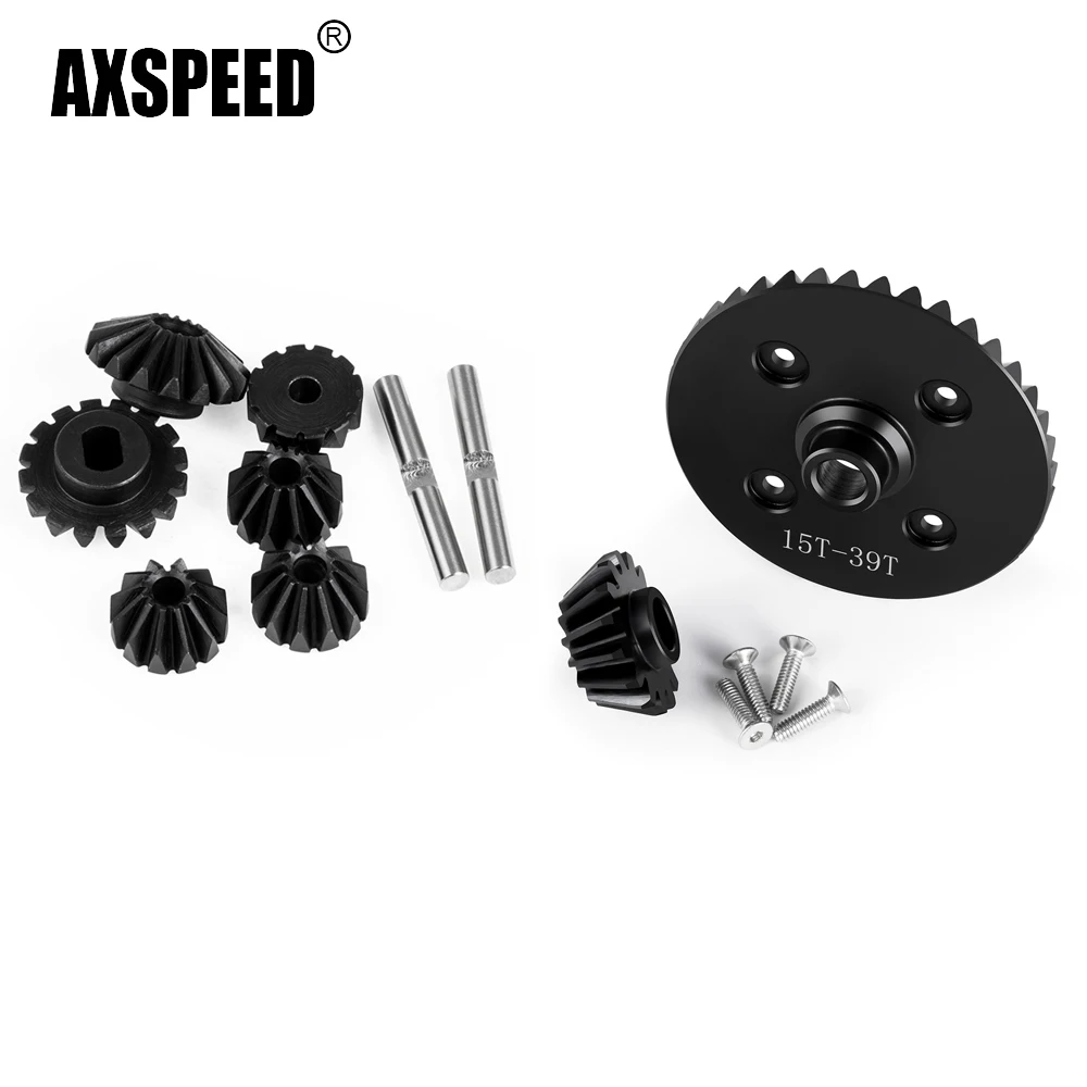 AXSPEED 40CR Steel 15T 39T Differential Gear Output Satellite Gears Set for Tamiya TT02 1/10 RC Drift Car Upgrade Parts