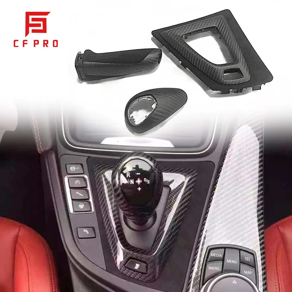 

Real Carbon Fiber Gear Shift Handle Sleeve Cover Trim For BMW M3 M4 F82 Car Interior Accessories