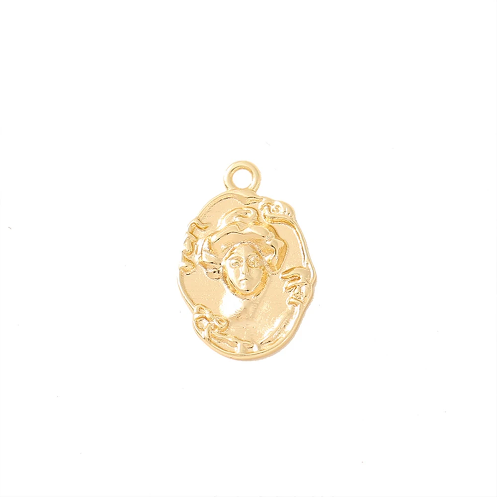 Factory Wholesale Plated Gold Color Brass Oval Charms Pendants Necklace And Bracelet Earring Diy Jewelry Accessories Parts