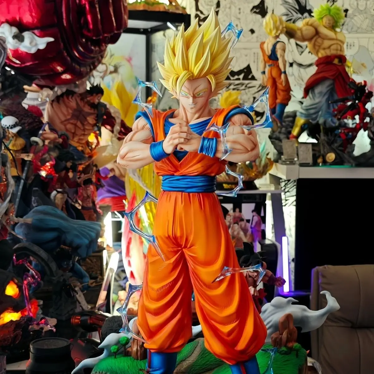 Dragon Ball Super Saiyan 2 Goku GK Figure Statue Model, SSJ2 Anime Collectible Desktop Ornament Gift