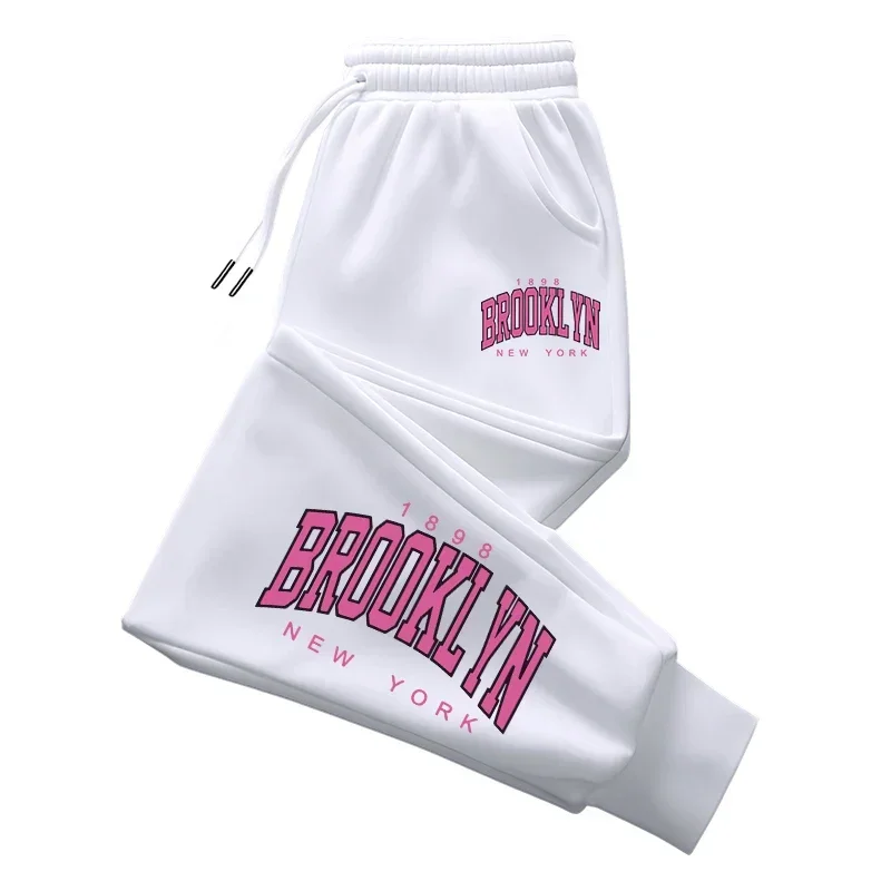 Brooklyn Printed Woman Sweatpants Autumn Winter Daily Casual Sporty Jogger Pants Ladies City Vibe Trousers Streetwear Bottoms