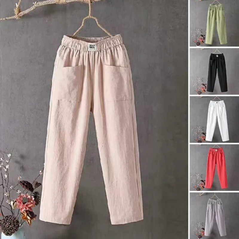 

Women's Loose Pants Korean Version Of The Loose Thin Straight Pants Summer Thin Section Nine Minutes Harun Pants