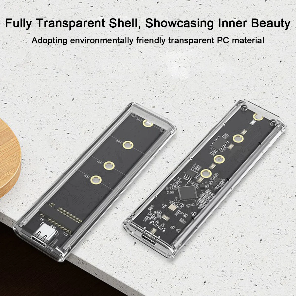 M.2 SSD-Gehäuse Transparentes M.2 NVMe SSD-Gehäuse USB 3.1 Typ C Gen2 10 Gbit/s Werkzeugfreies M.2 NVMe Solid State Drive Box für PC