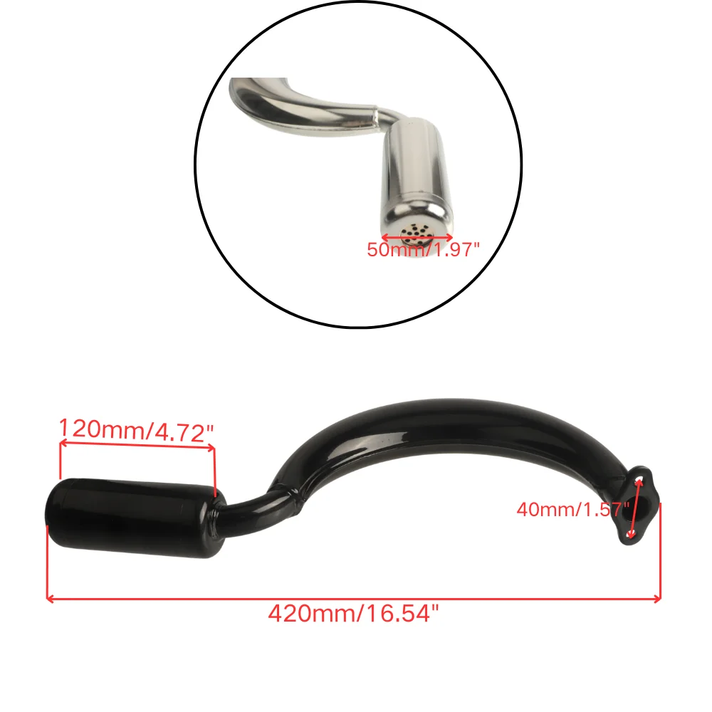 40mm Steel Half‑Moon Banana Exhaust Muffler Pipe for 49cc 60cc 66cc 80cc 100cc 2‑Stroke Motorized Bicycle Engine Kit