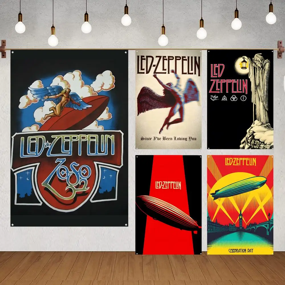 Band Music Rock Led Zeppelin Flags for indoor decoration with no edging and four corner rings for easy hanging