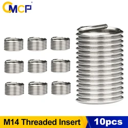 CMCP 10pcs M14X2 M14x1.5 Threaded Insert Stainless Steel Thread Repairing Tool Helicoil Screw Thread Repair Kit Threading Tools