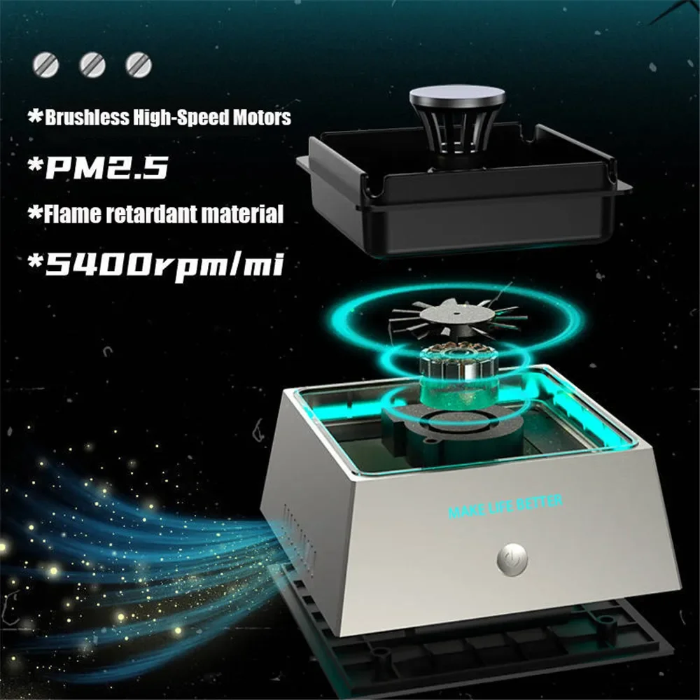 

Smoke Ashtray With Dual Color LED Light Smoke Absorbing Charging Car Aromatherapy Home Decor Ashtrays Household Merchandises