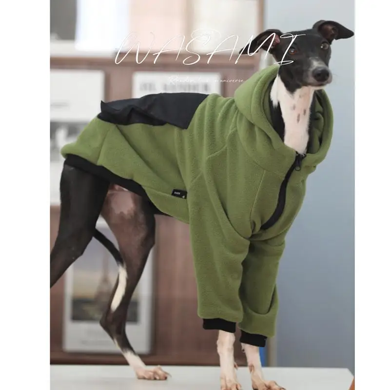 

Fashion Italian Greyhound Clothes Green Stretch Soft Whippet Two-legged Outing Dog Clothes Greyhound Warm Clothes in Winter