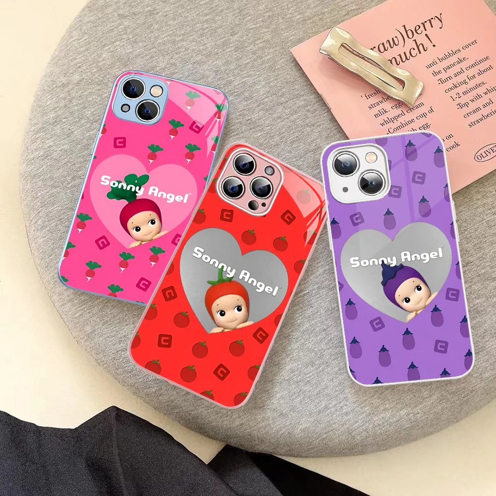 

Cute Baby Sonny Angel Phone Case Tempered Glass For Iphone 14 13 12 11 Pro Mini XS MAX 14Plus X XS XR Cover