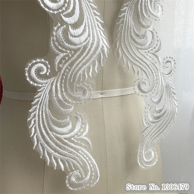 Lace Flat Embroidered Phoenix Patch, Wedding Dress Decoration, DIY Clothing Accessories, RS1446, 2Pairs, New