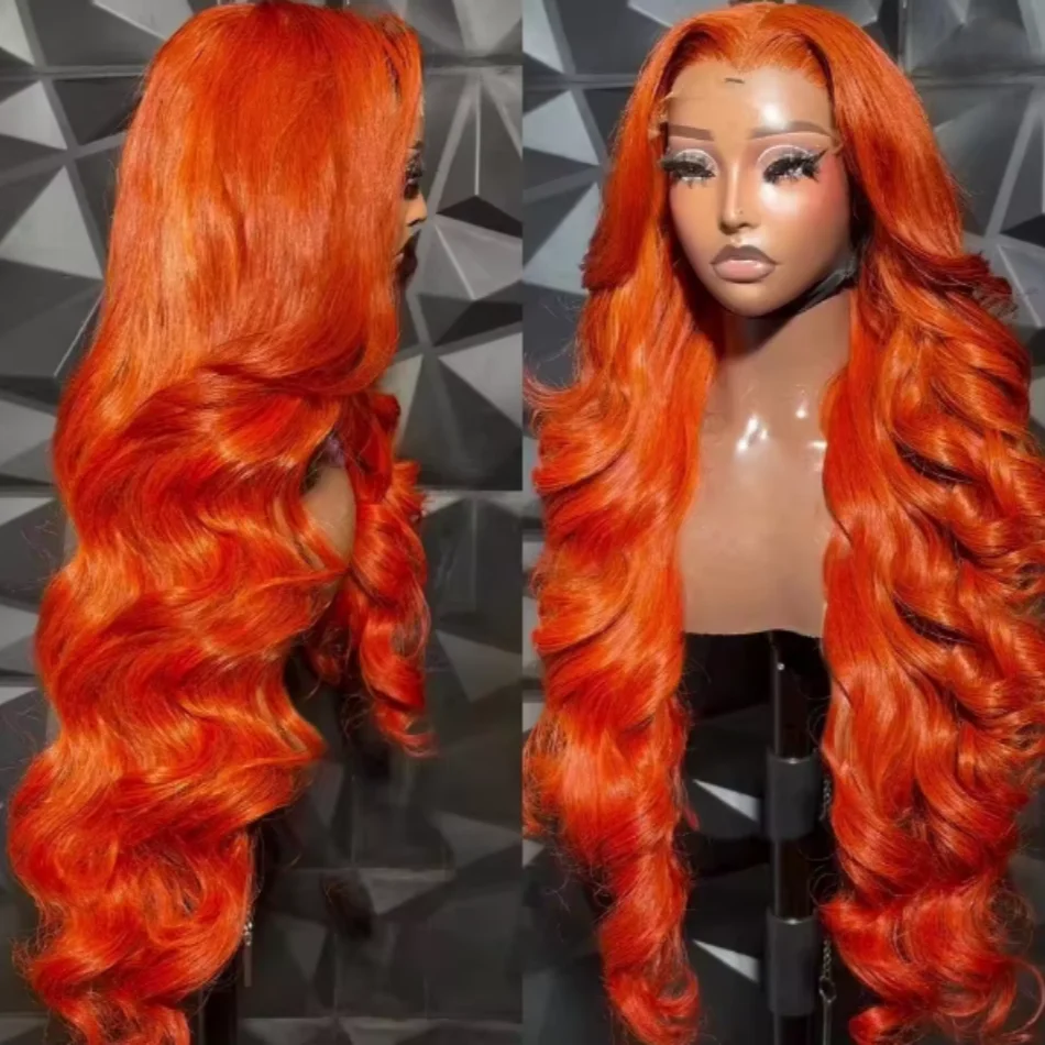 30 36 بوصة الجسم موجة الزنجبيل البرتقالي 13x4 HD الدانتيل الشفاف الجبهة الباروكات البرازيلي الملونة الدانتيل أمامي خصلات الشعر المستعار الإنسان للنساء