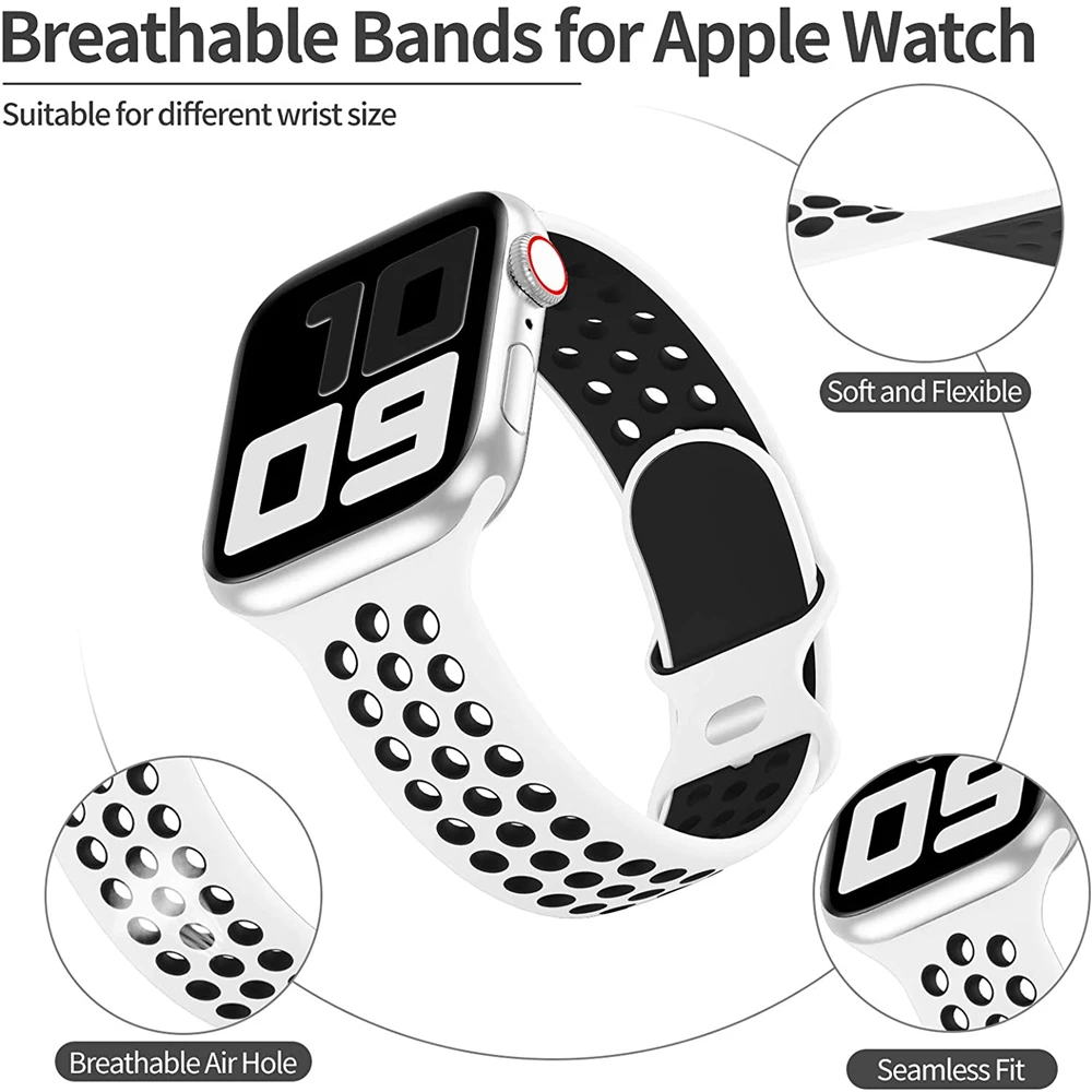 Strap For Apple Watch Band 44mm 49mm 45mm 40mm 41mm 38mm 42mm correa Breathable sports bracelet iwatch series 8 SE 7 6 5 9 Ultra