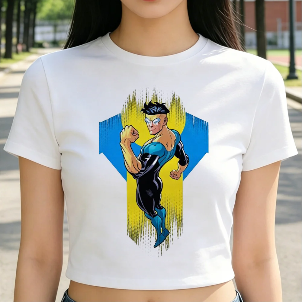 Invincible cropped top female manga goth harajuku grunge dollette top tees cute goth vintage gyaru funny