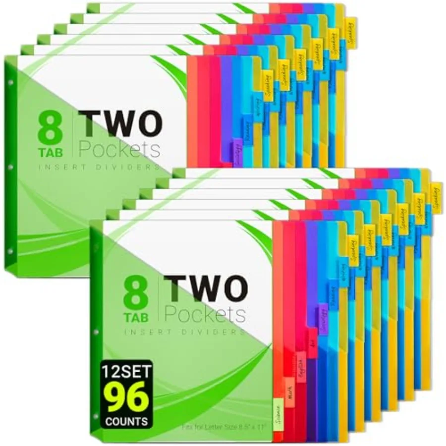 

Разделители на 8 вкладок для 3-кольцевых папок, 9 штук, 3 отверстия, индексные разделители с карманами, вставные, 8 вкладок, для папок на 3 кольца