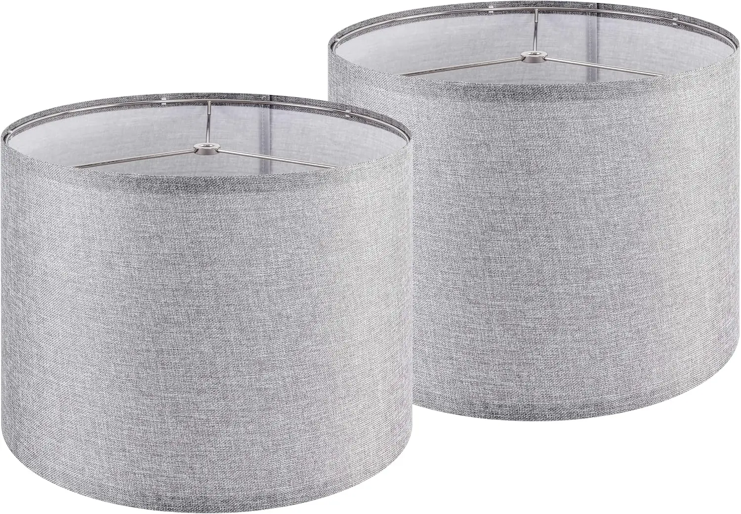 

Set of 2 Gray Lamp Shade, Natural Linen Lampshades 13" Top x 13" Bottom x 10" High, Easy Assembly Fabric Lampshades for