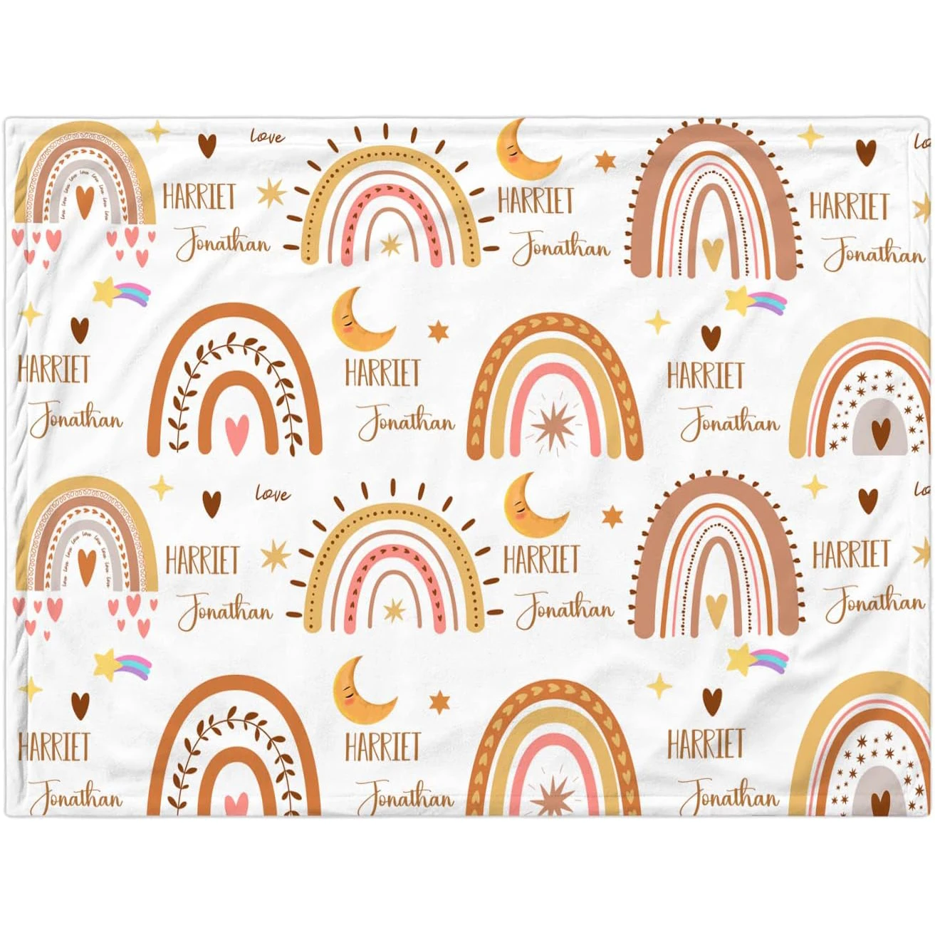 Personalized Rainbow Customized Blankets for Children with Name Christmas Birthday Gift Soft Polyester Throw Blanket