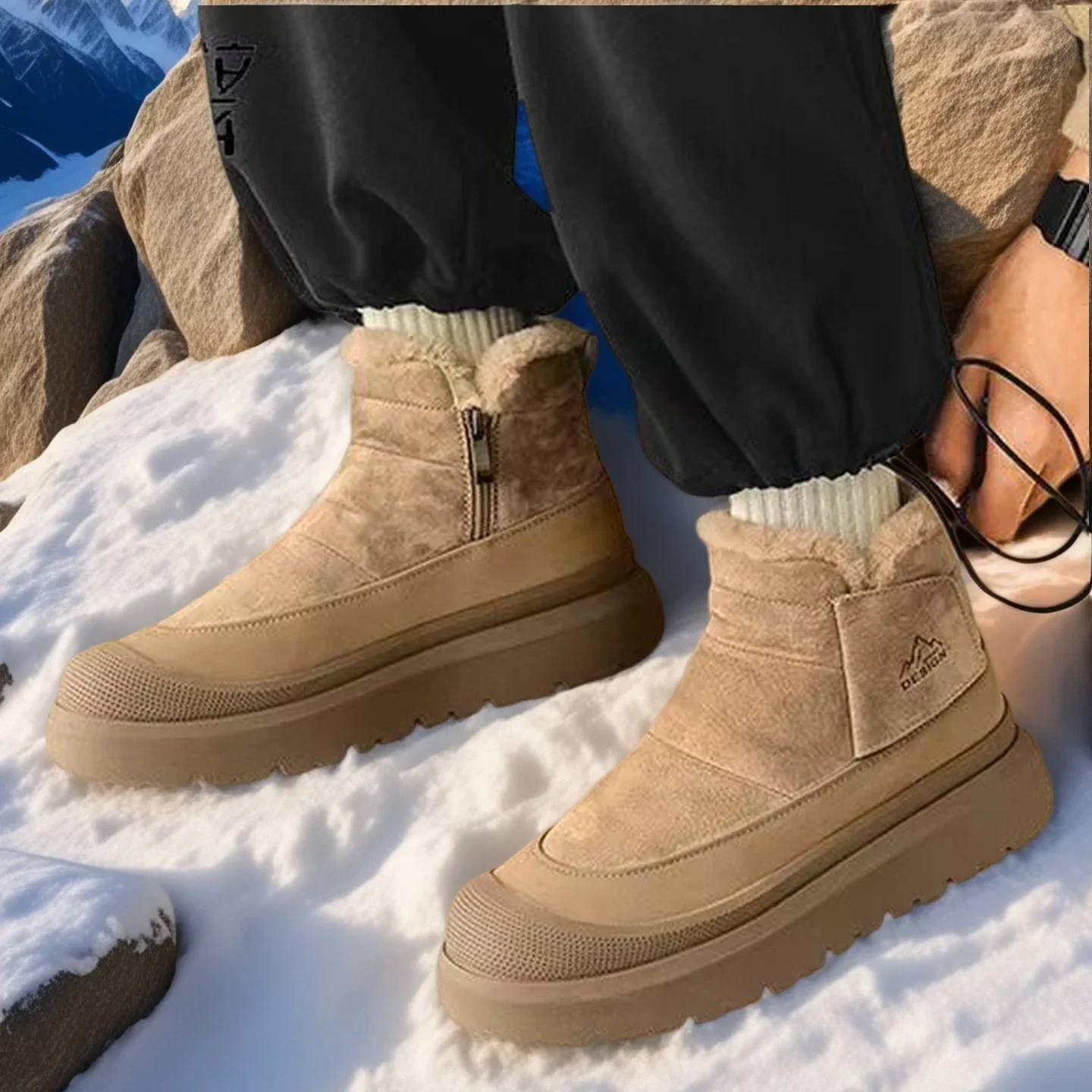 Winter Couple-style Outdoor Snow Boots Padded and Warm Short Boots Anti-slip and Wear-resistant Thick-soled Cotton Boots