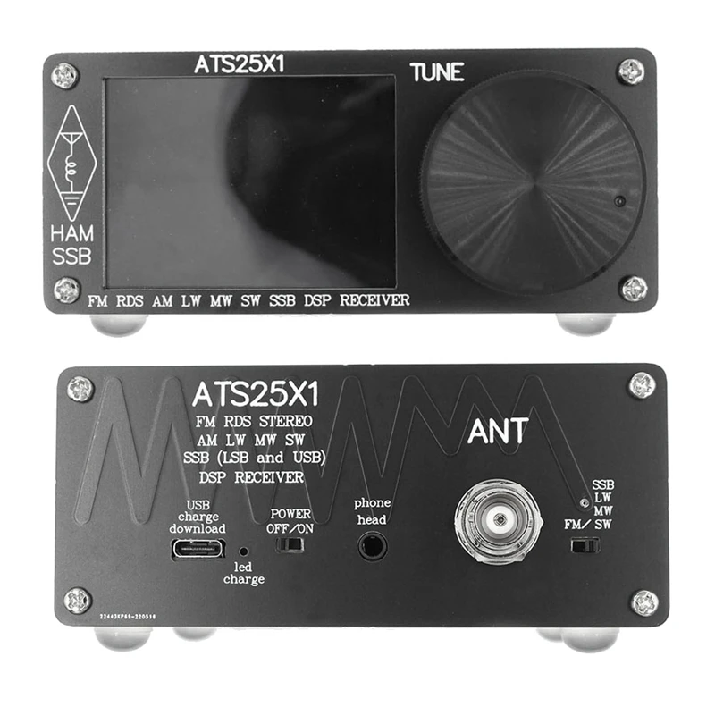 ATS25X1 Si4732 All Band Radio Receiver FM LW(MW SW) SSB +2.4 Inch Touch LCD +Whip Antenna +Battery + USB Cable+Speaker