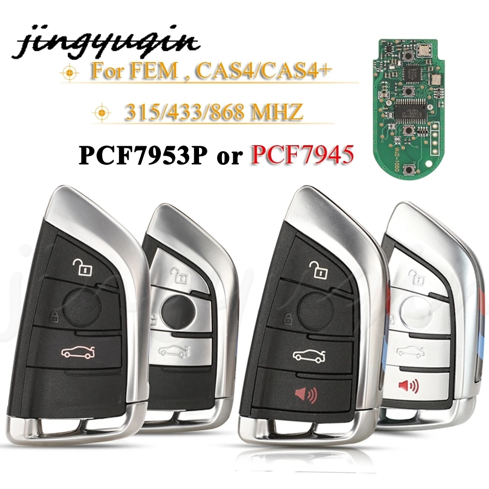 

jingyuqin 3/4 Buttons Smart Remote Car Key Fob 315/433/868Mhz PCF7953P PCF7945 For BMW F FEM CAS4 5 7 Series X5 X6 2014+