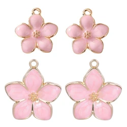 20Pcs Cute Enamel Cherry Blossoms Flowers Charms Breloque Sakura Flower Pendant For Necklaces Jewelry Making Wholesale Bulk
