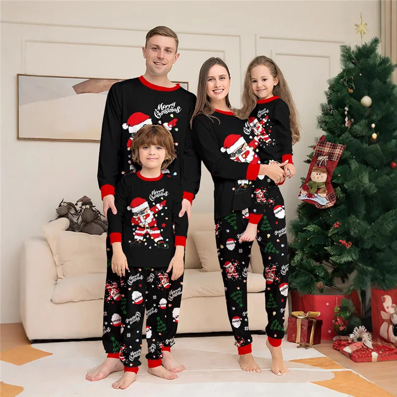 Christmas Family Matching Outfits Pajamas Family Look Clothing Sets Tops+Pants 2 Pcs Father Mother Kids Baby Xmas Sleepwear Suit