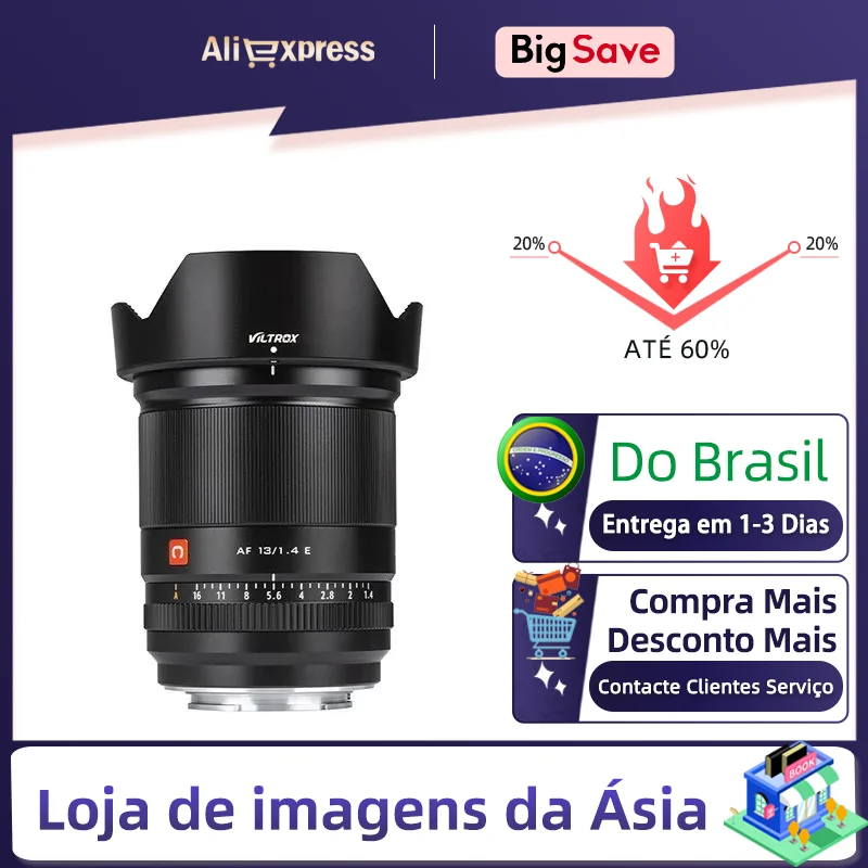 【 Do Brasil 】 Viltrox AF 13mm F1.4 APS-C كاميرا بدون مرآة عدسة عين السمكة بزاوية واسعة لهاتف Sony ZVE10 A6400 Nikon 13 1.4