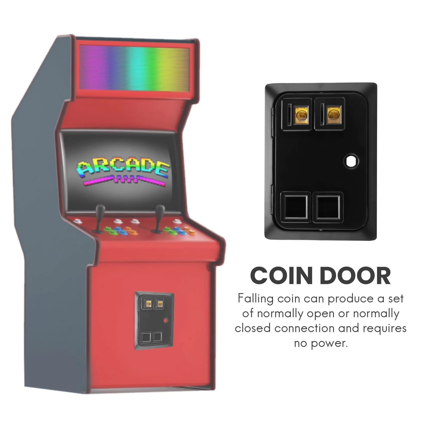 Máquina de juego Arcade para Pinball, puerta de moneda de dos entradas, 2 ranuras