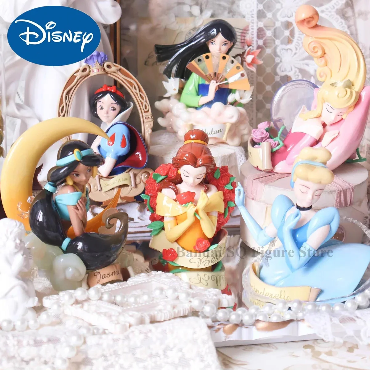 Disney Princess Blind Box Art Reflection Series Mysterious Surprise Box Figure Cinderella Aurora Snow White Jasmine Guess Toys