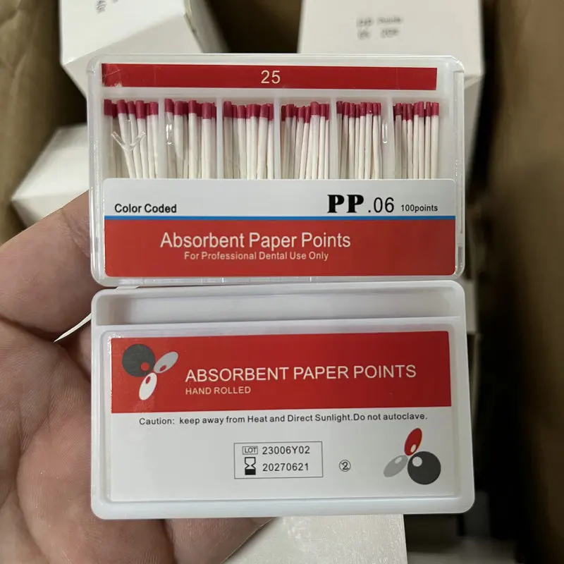 Material Dental puntos de papel 06 instrumento endodóntico cónico para preparación de conducto radicular herramienta de dentista odontología