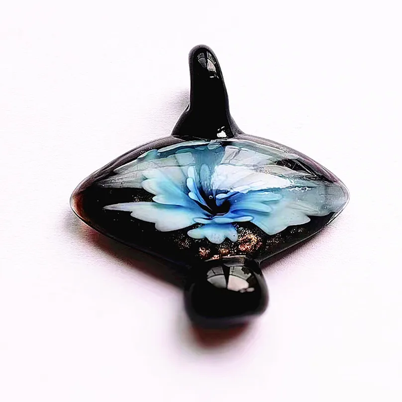 Handmade Murano Lampwork Glass 45*30MM Flower Liuli Pendant Fit Necklace  LL02