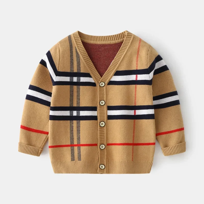 1-8T Toddler Kid Boy maglione primavera inverno abiti Pullover caldo Top manica lunga maglione scozzese ragazza moda Gentleman maglieria