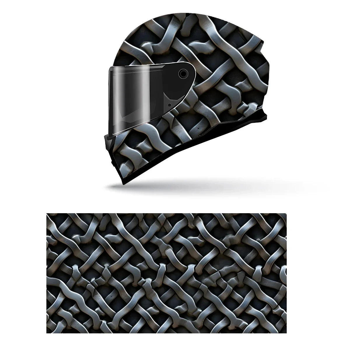 Adesivo Decorativo para Capacete de Motocicleta com Gráfico de Corrida e Efeito de Corrente Abstrata, Envelopamento Completo em Vinil