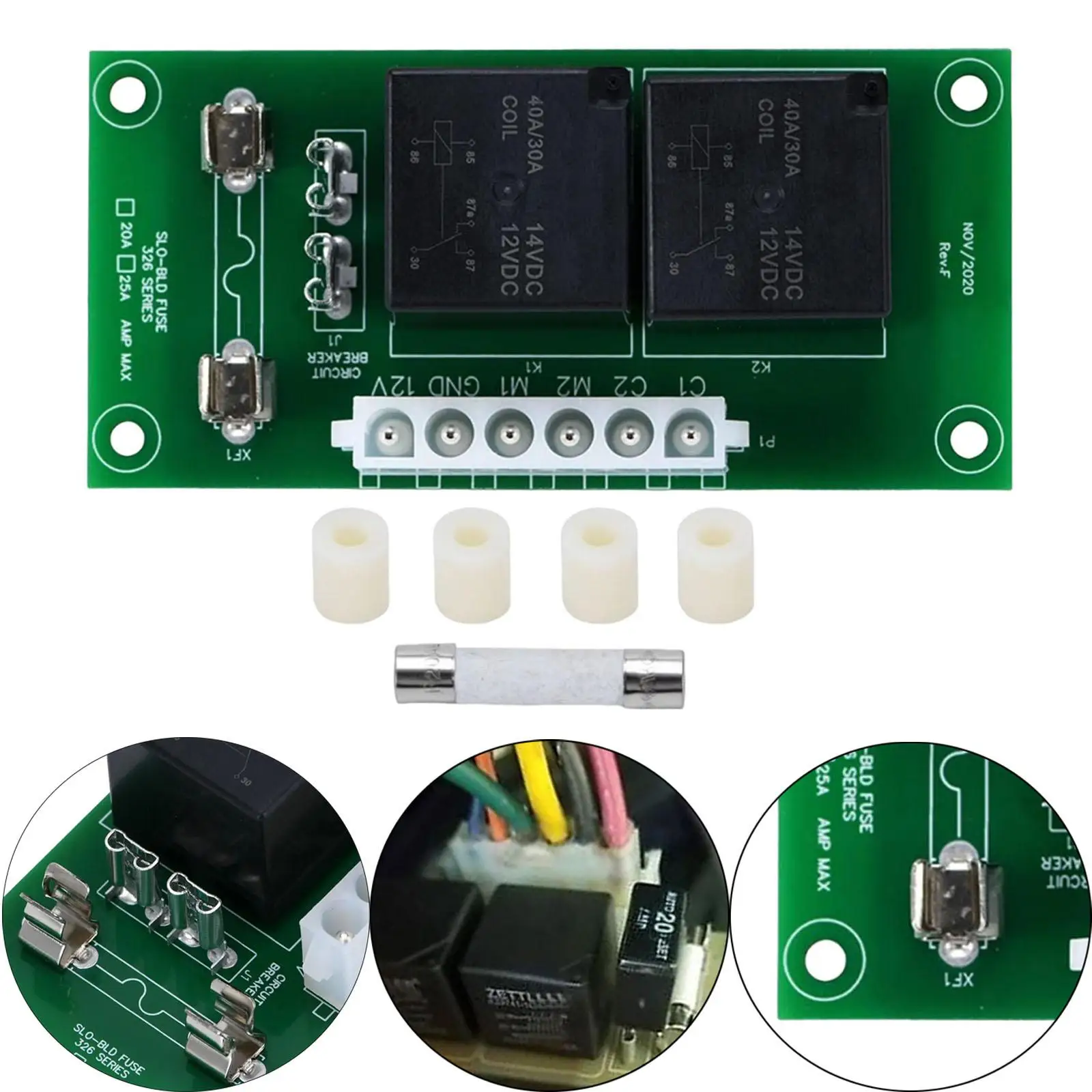 140-1130 RV Slide Out Relay Control Board Compact Repair RV Accessories Green RV Lightweight Power Gear Sturdy Slow Blow Fuse