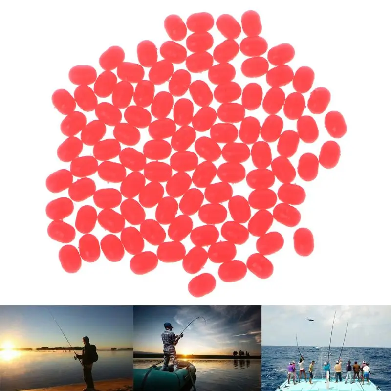 100Pcs Oval Luminous Fishing Lures Fishing Beads Sea Hard Floating Float Tackles