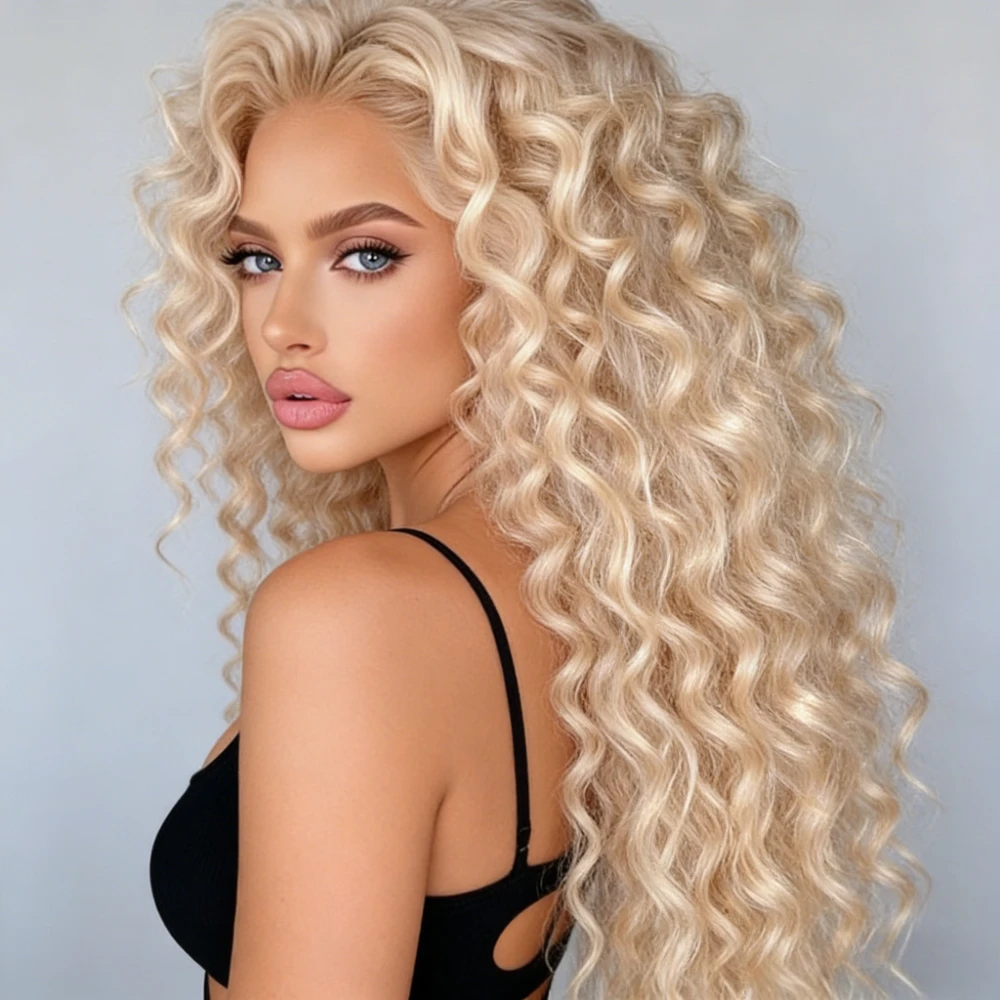 Ladies' curly wig - High-definition lace front wig, heat-resistant synthetic fiber, suitable for daily wear