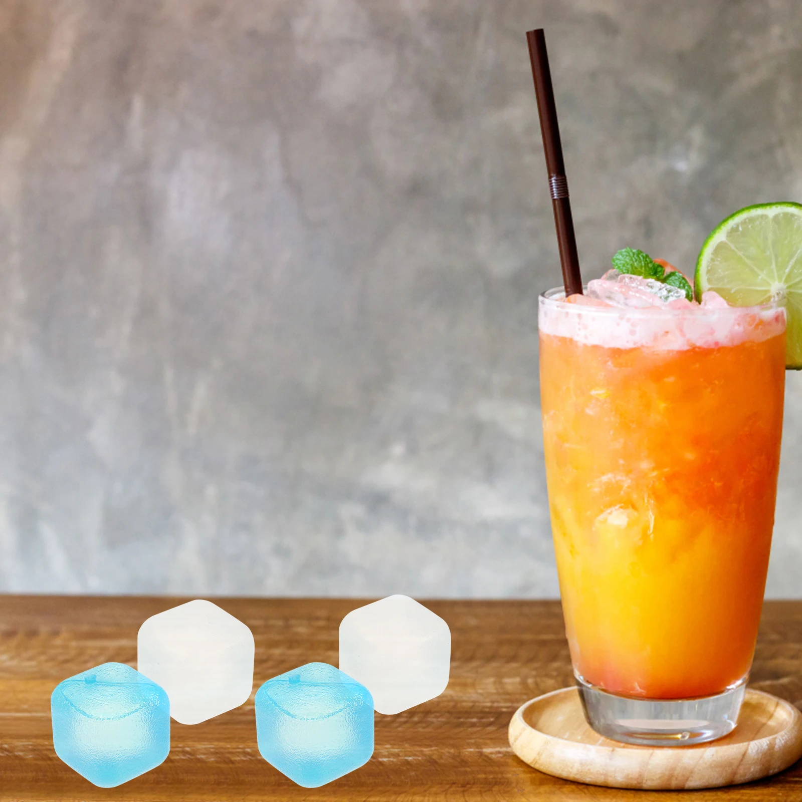 

24 Pcs Reusable Silicone Ice Cubes Clear Whiskey Rocks Beverage Cooling Freezer Cubes Easy Clean For Home Bar Cafe