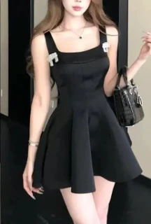 

French Sweet Mini Dress Women High Waist Slim Fit Sleeveless Dress Summer Elegant Party Casual Beach Vacation Chic Outfits